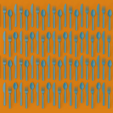 Üniforma arka planında 3 boyutlu geri dönüştürülebilir çatal bıçak takımı