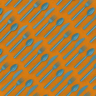 Üniforma arka planında 3 boyutlu geri dönüştürülebilir çatal bıçak takımı