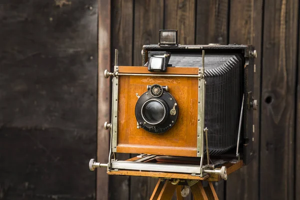 Old Large Format Camera Wooden Tripod Royalty Free Stock Photos