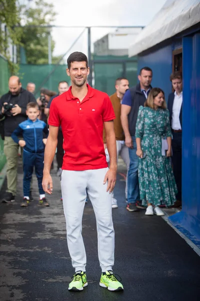 Belgrado Sérvia Maio 2020 Novak Djokovic Sérvia Posar Para Uma — Fotografia de Stock