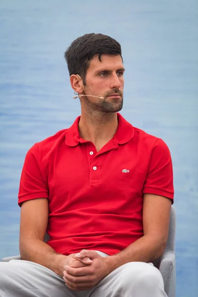 Belgrad Serbia Maja 2020 Novak Djokovic Serbii Konferencji Prasowej Temat — Zdjęcie stockowe