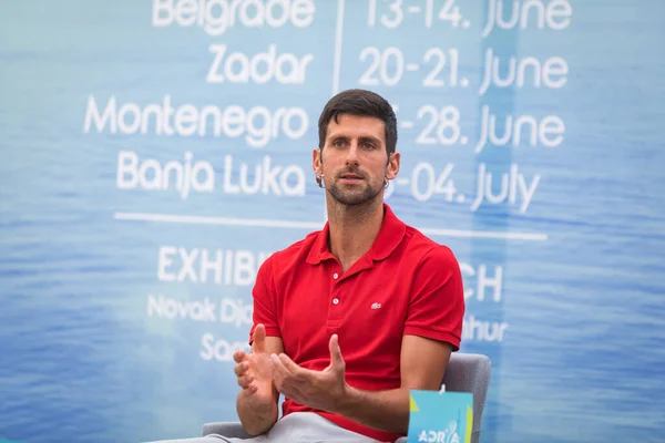 Belgrad Serbien Mai 2020 Der Serbe Novak Djokovic Bei Einer — Stockfoto