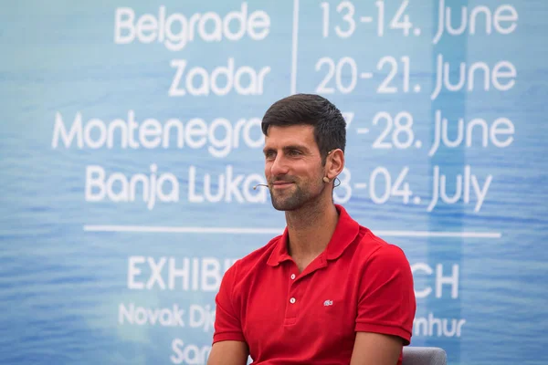 Belgrad Serbien Mai 2020 Der Serbe Novak Djokovic Bei Einer — Stockfoto