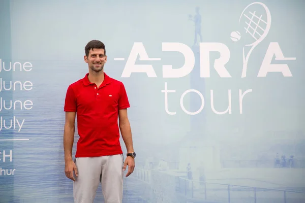 Belgrade Serbie Mai 2020 Novak Djokovic Serbie Lors Une Conférence — Photo