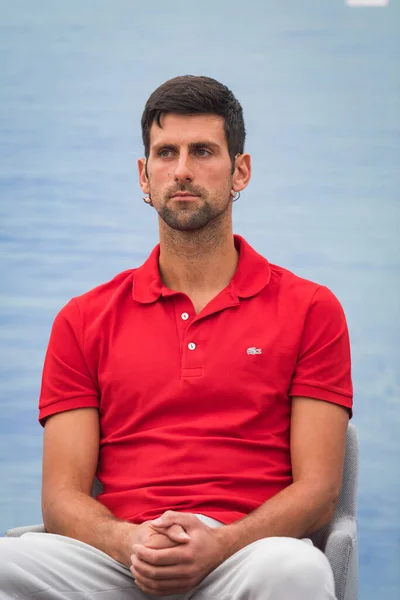 Belgrade Serbia May 2020 Novak Djokovic Serbia News Conference Upcoming Stock Image