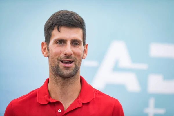 Belgrade Serbia May 2020 Novak Djokovic Serbia News Conference Upcoming Stock Image