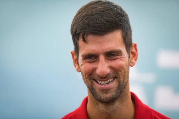 Belgrade Serbia May 2020 Novak Djokovic Serbia News Conference Upcoming Stock Picture