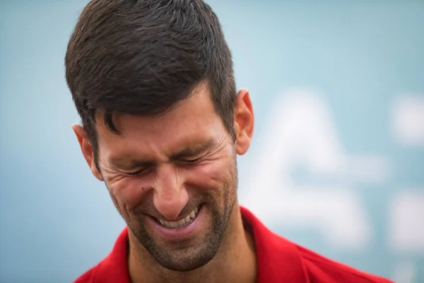 Belgrade Serbia May 2020 Novak Djokovic Serbia News Conference Upcoming Stock Picture