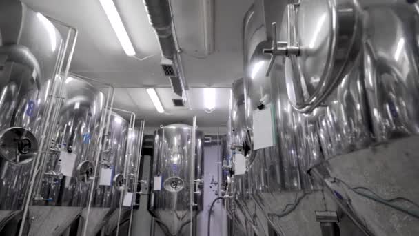 Slow Motion of Containers Aligned in a Brewery — Stock Video
