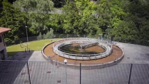 Top view of Recirculation Solid contact Clarifier Sedimentation Tank — Stock Video