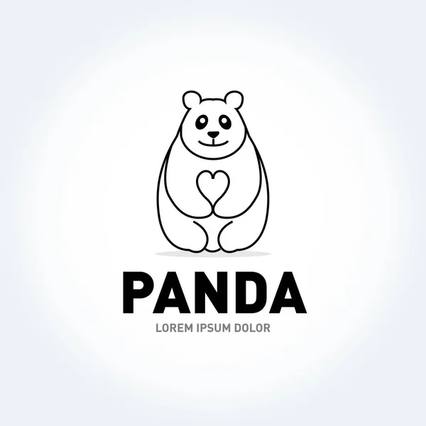 Panda Urso Silhueta Logo Design Vetor Modelo Engraçado Preguiçoso Logo — Vetor de Stock