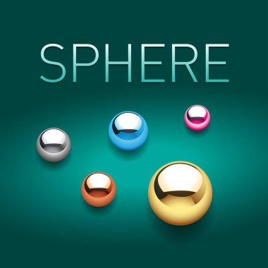 Renkli parlak Metalik Gümüş, mavi, pembe, bronz, altın renkler kümesinde yuvar. İzole vektör çizim.