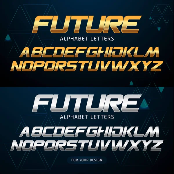 Italic Future Lettres Police Argent Lettres Abstraites Modernes Alphabet Science — Image vectorielle