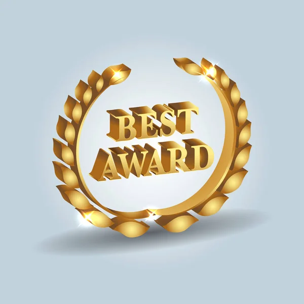 Лучшая Награда Золотая Награда Лавровый Венок Белом Фоне Изолированная Векторная — стоковый вектор