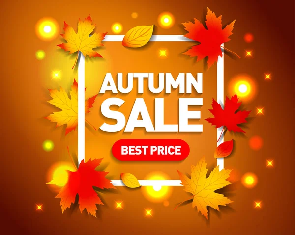 Autumn Sale Advertisement Template Autumn Season Background Frame Falling Autumn — Stock Vector