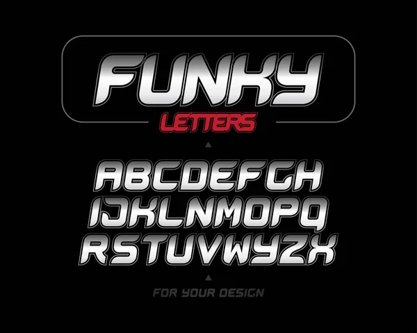 Lettres Italique Silver Funky Collection Lettres Alphabet Géométrique Gras Italique — Image vectorielle