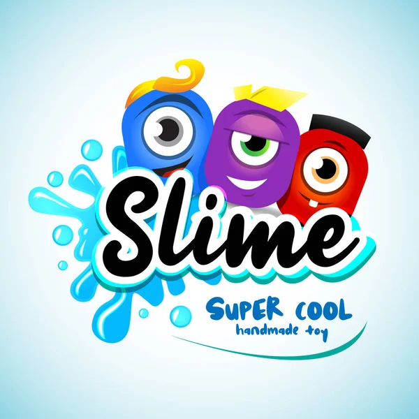 Cartton Slime Logotypen Cartoon Monster Slem Tecken Med Bokstäver Med — Stock vektor