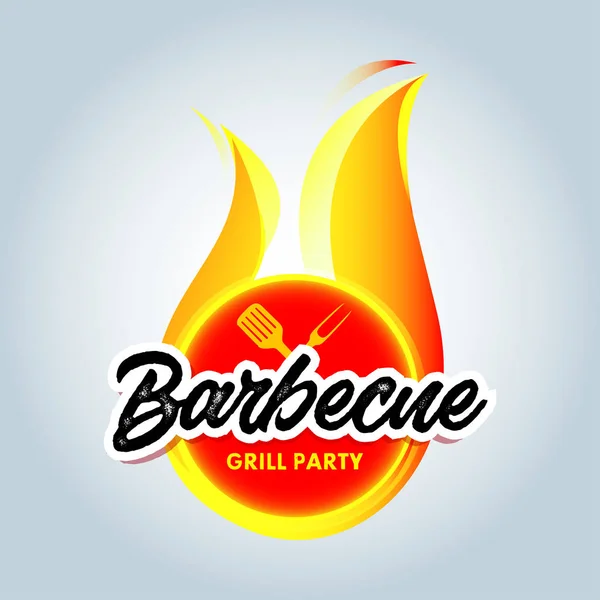 Logo Barbekyu Bbq Logotype Desain Partai Undangan Desain Iklan Desain - Stok Vektor