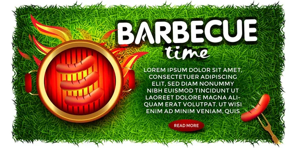 Барбекю Барбекю Барбекю Зеленій Траві Дизайн Вечірки Запрошення Дизайн Реклами — стоковий вектор