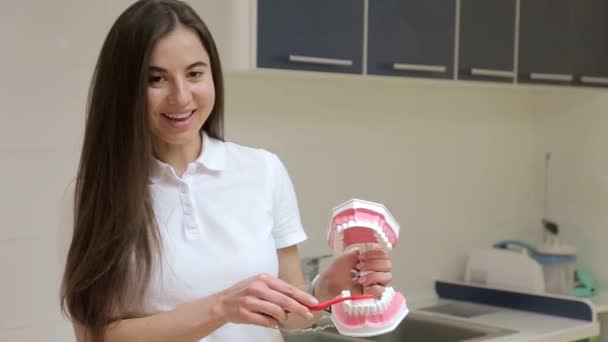 Szczoteczki Zębów Higiena Jamy Ustnej Rano Lub Wieczorem Oczyszczanie Jamy — Wideo stockowe