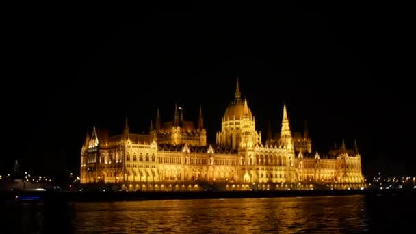 Budapest Night Parliament Schietpartij Formaat — Stockvideo