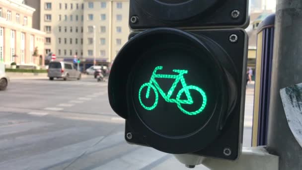 Traffic Light Bike Sign Vienna Austria — Stock Video