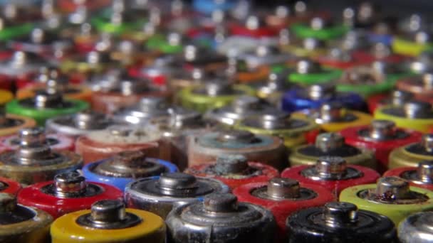 Batterien Verschiedener Hersteller Sammlung Und Recycling Große Strahlengefahr Für Die — Stockvideo