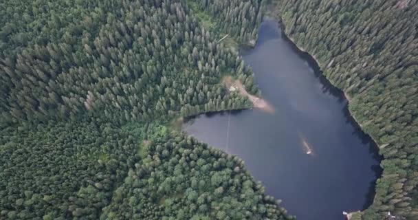 Karpat Dağları Arasındaki Göl Kuş Uçuşunun Yüksekliğinden — Stok video