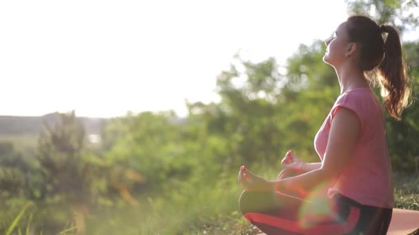 Meditative Frauen praktizieren Yoga-Übungen. Gesunder Lebensstil — Stockvideo