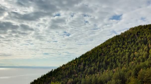 美丽的风景 运动云 海岸和森林的时间流逝 — 图库视频影像