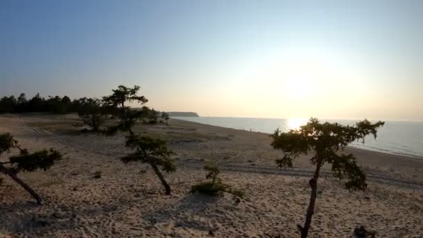 Παραλία θέα κατά το ηλιοβασίλεμα — Αρχείο Βίντεο