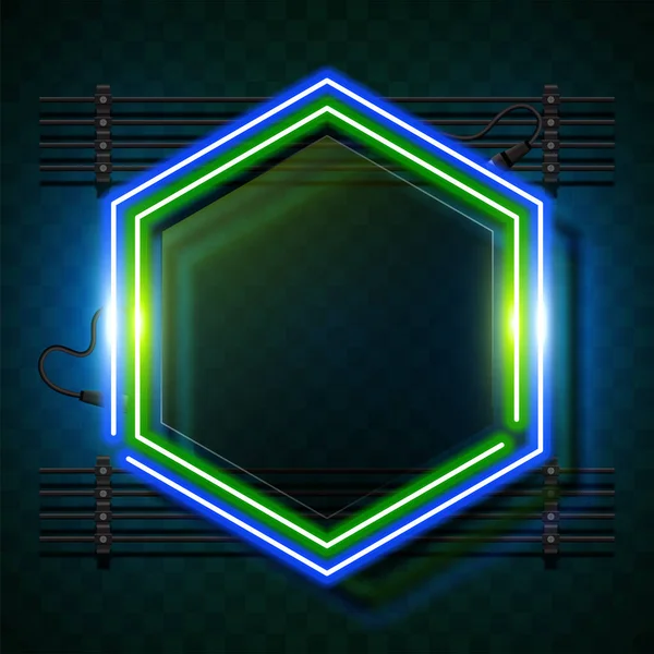 Hexagon Neon Banner Design — Stock vektor