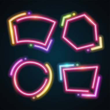 Renkli neon afiş kümesi