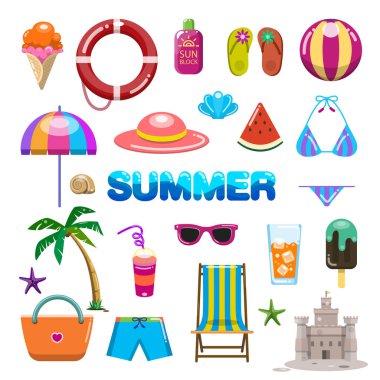 Yaz madde vektörü. Sevimli illüstrasyon.