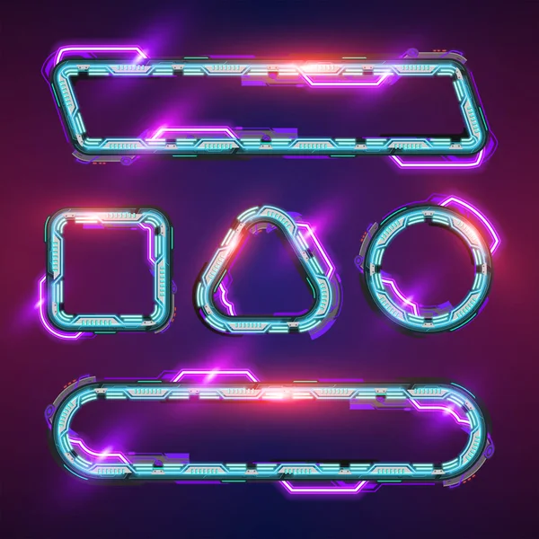 Fütüristik neon afiş seti vektörü.