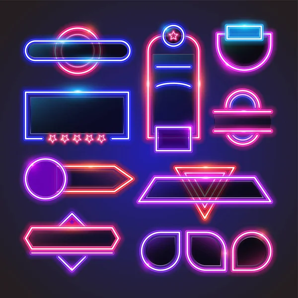 Vektör ışık neon afiş seti.