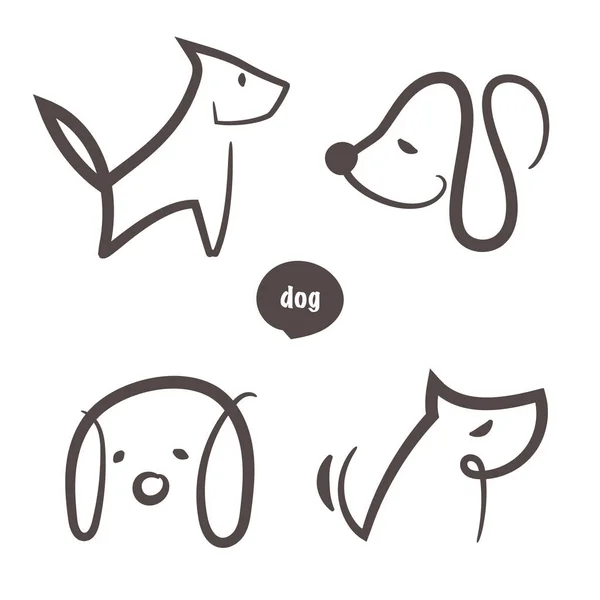 Köpek Eli Çizim Logosu — Stok Vektör