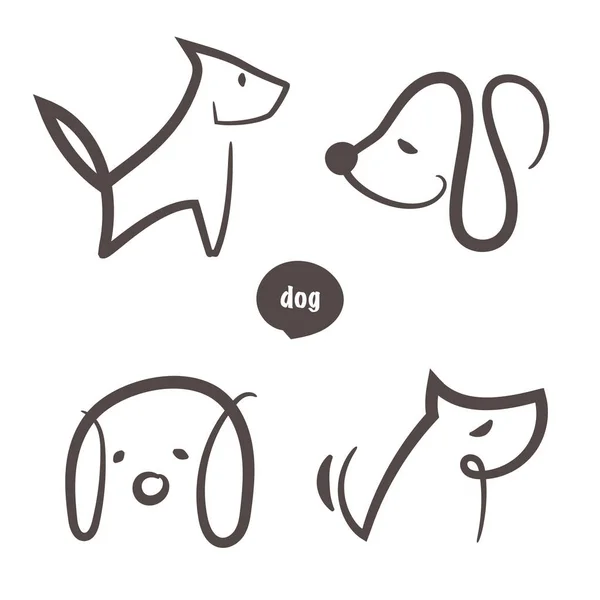 Perro Mano Dibujo Logo — Archivo Imágenes Vectoriales