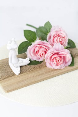 Beyaz arkaplanda pembe güller