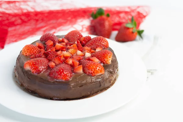 Pastel de chocolate de fresa — Foto de Stock