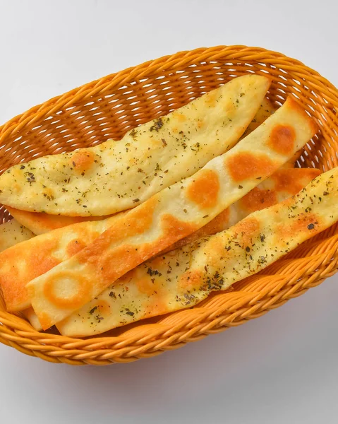 Italian Focaccia Bread Rosemary Isolated White Delicious Bread Sticks Traditional — Stock Photo, Image