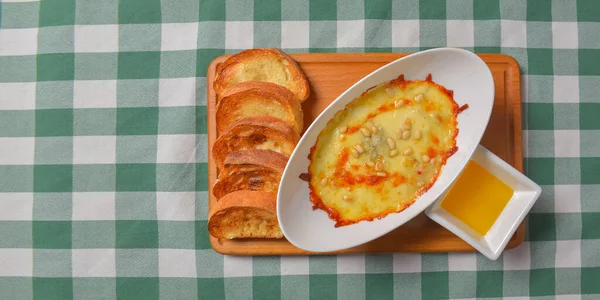 Zucchini Mit Käse Einer Schüssel Gebacken Nahaufnahme Lebensmittel Köstliche Fleisch — Stockfoto