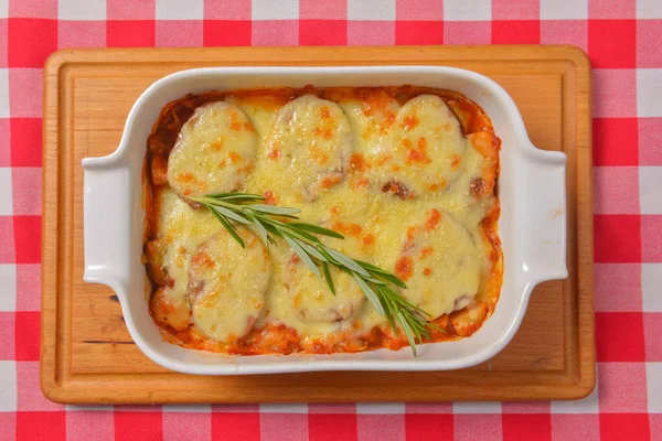 Calabacín Cocido Con Queso Plato Cierran Comida Deliciosa Cazuela Carne —  Fotos de Stock