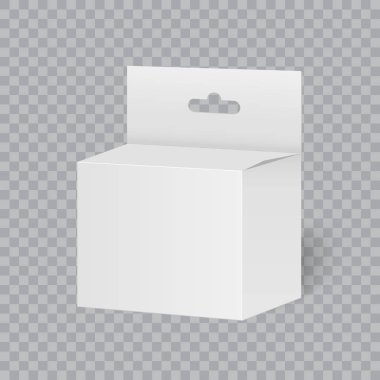 Boş dikey kağıt kutu ambalaj sandviç, gıda, Hediyelik veya diğer ürünleri plastik pencere ile. Vektör çizim.