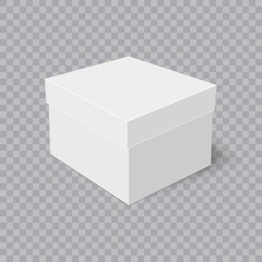Saydam arka plan üzerinde yumuşak gölgeli gerçekçi karton kutu. Vektör.