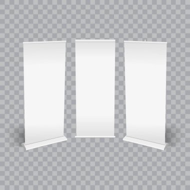Boş roll-up banner görüntü kırpma yoluyla izole. Vektör