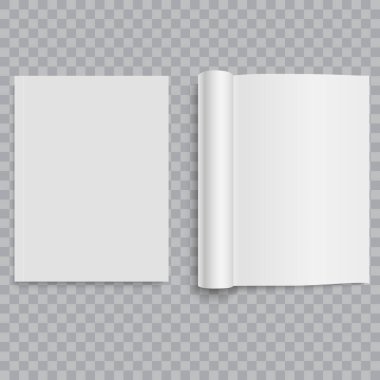 Kapalı ve açık dergi, broşür ya da defter. Vektör..