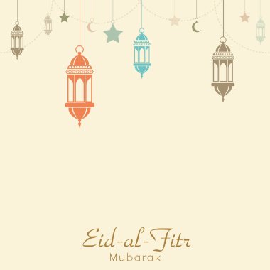 Eid Mubarak tebrik kartı Islam tatil için. Vektör