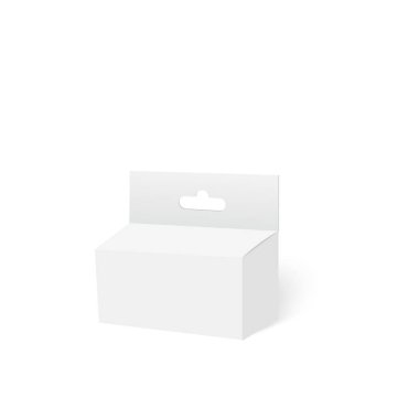 Beyaz ürün paket kutu ile asmak yarık. Kadar alay et. Vektör.