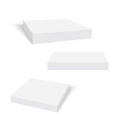 Beyaz pizza kutusu ambalaj şablonu. Vektör çizim